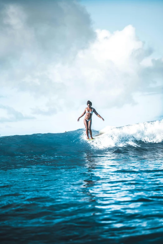 a woman riding a wave on top of a surfboard, in the ocean, slide show, single file, wētā fx