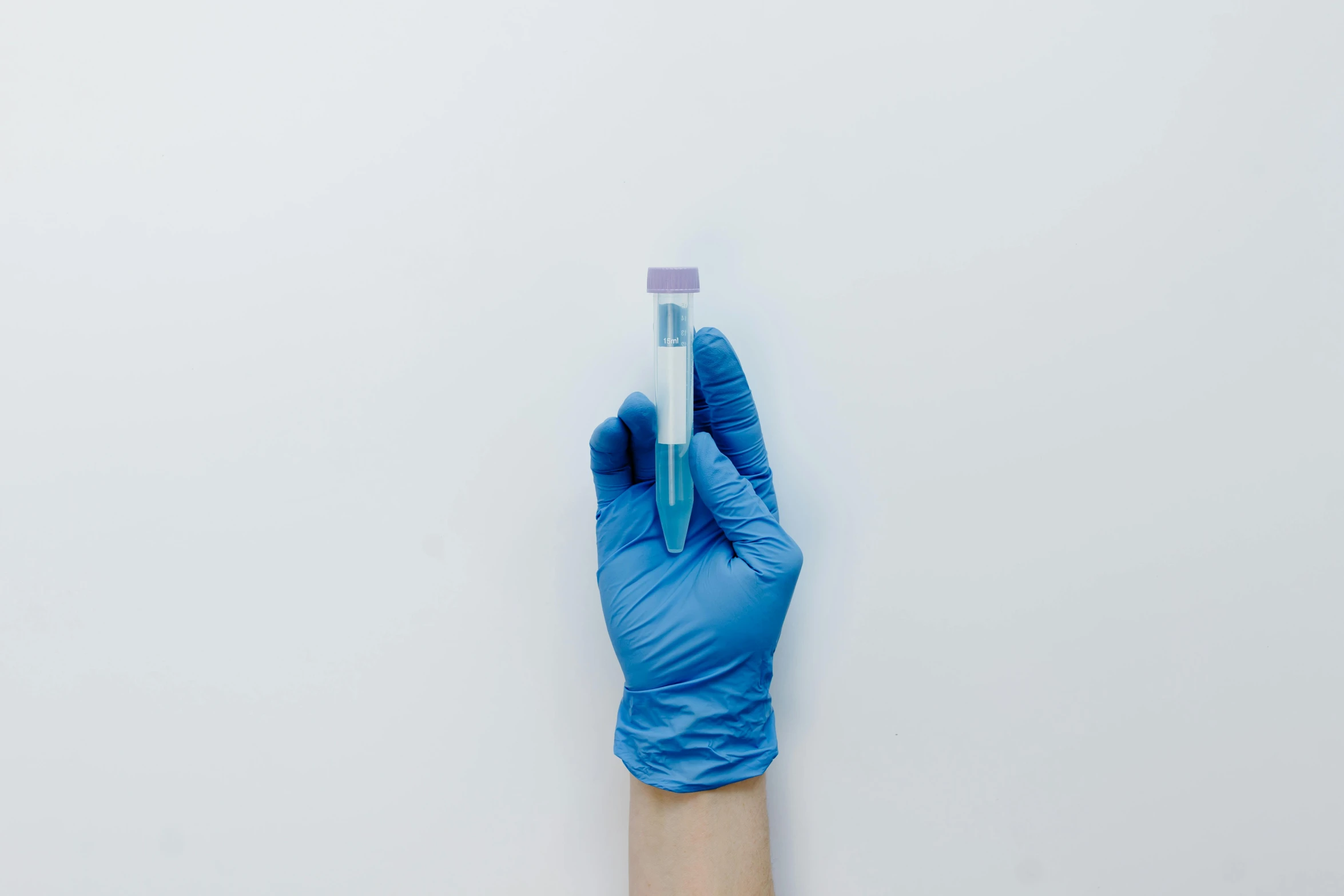 a person's hand in a blue glove holding a piece of paper, iv pole, test tubes, clean aesthetic, thumbnail