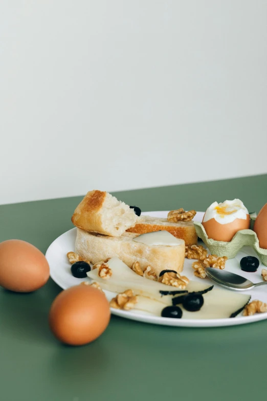 a plate of food sitting on top of a table, a still life, by Andries Stock, trending on unsplash, eggs, melted cheese, 15081959 21121991 01012000 4k, ilustration