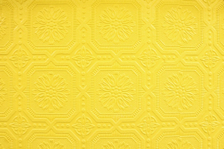 a yellow wall with a pattern on it, textured plastic, victoriana, daisy, mason