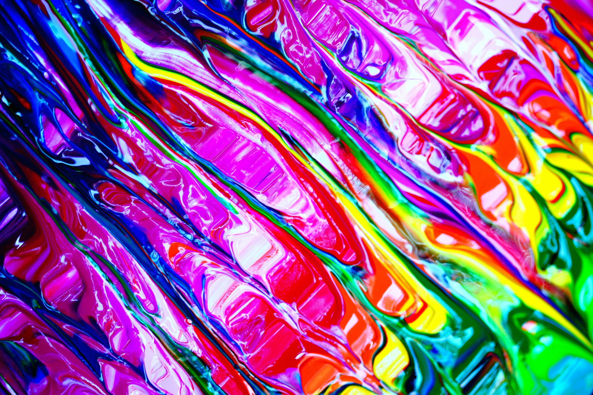 a close up of a colorful abstract painting, neon rainbow drip paint, lsd ripples, glass paint, acrylic paint style