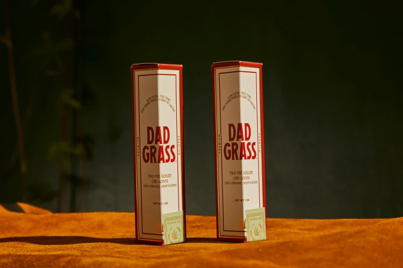 a couple of boxes sitting on top of a table, dada, red grass, official product photo, dad, slightly tanned