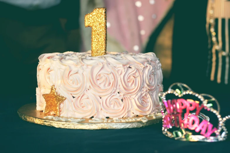 a birthday cake sitting on top of a table, pexels, pink and gold, teenage, the greatest cake, thumbnail