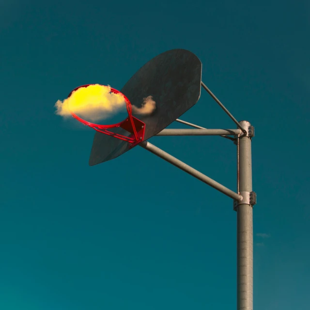 a street light with a cloud on top of it, by Jan Rustem, conceptual art, flaming, glowing street signs, broken antenna, highly accurate