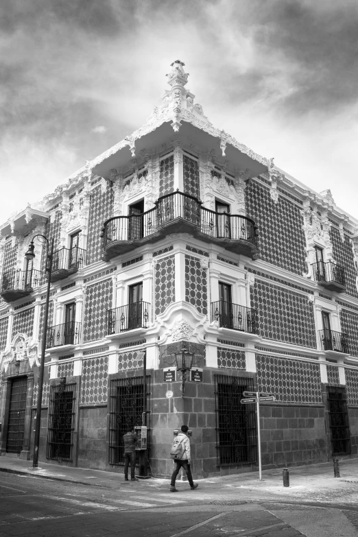 a black and white photo of a building, inspired by Luis Paret y Alcazar, flickr, 256x256, in chuquicamata, restored, refik anadol