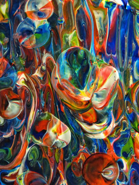 a painting with many different colors on it, inspired by Umberto Boccioni, flickr, melting glass, jelly - like texture. photograph, paint swirl aesthetic, trending on wikiart