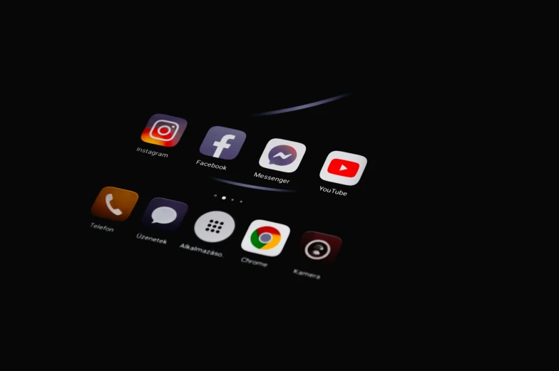 a bunch of different app icons on a black background, a digital rendering, trending on pexels, cinematic screen, phone quality, teaser, splashscreen