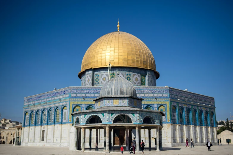 the dome of the rock on the temple of the rock in the old city of jerusalem, by Julia Pishtar, trending on unsplash, square, dezeen, rounded architecture, 2000s photo