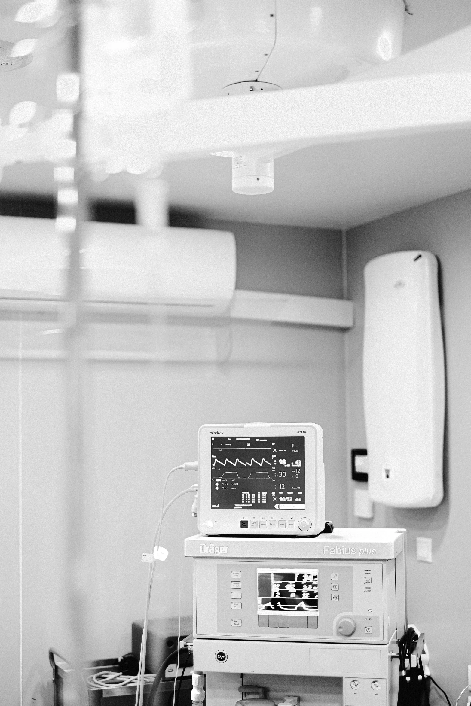 a black and white photo of a hospital room, unsplash, connected to heart machines, system unit, profile image, blank