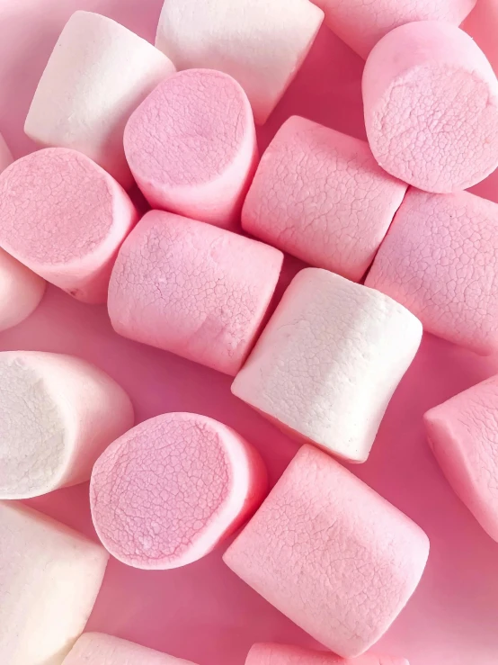 pink and white marshmallows on a pink plate, pexels contest winner, ((pink)), building blocks, instagram story, round corners