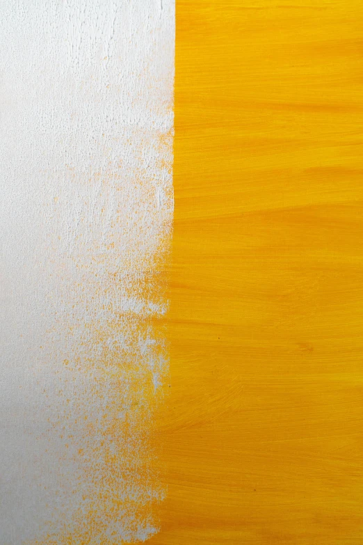 a yellow and white painting on a wall, smooth shine texture, brightly coloured oil on canvas, detailed product image, two colors