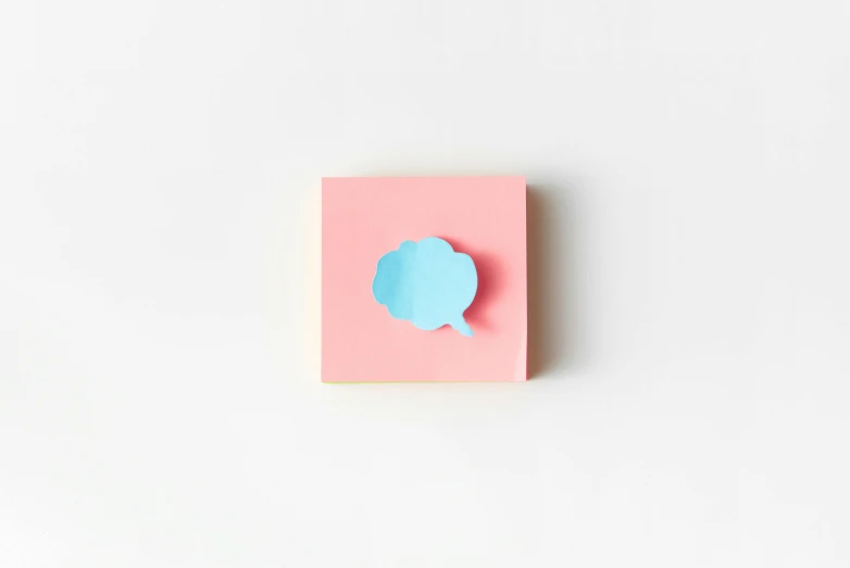 a piece of paper with a blue cloud on it, trending on unsplash, conceptual art, square sticker, pink angry bubble, stickers, talking