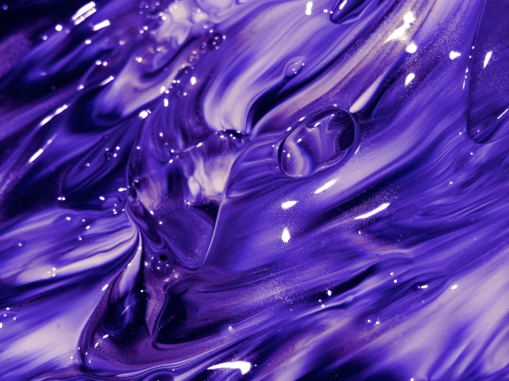 a close up of a purple liquid substance, inspired by Yves Klein, trending on pexels, made of liquid metal, complex swirling accents, lavender, made of liquid