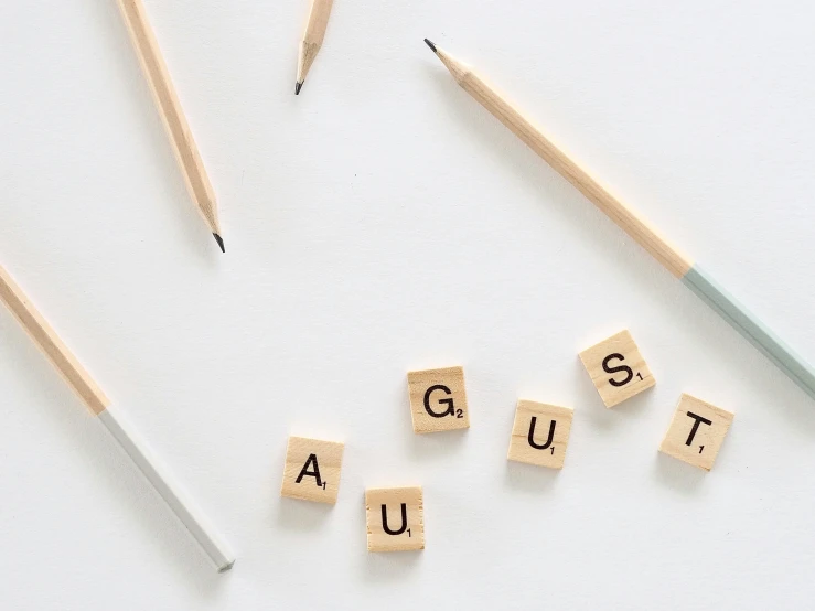 scrabbles spelling out the words august, august, august, august, august, august, august, august, august, august,, by August Lemmer, pexels contest winner, beige sky pencil marks, square, australia, magnetic