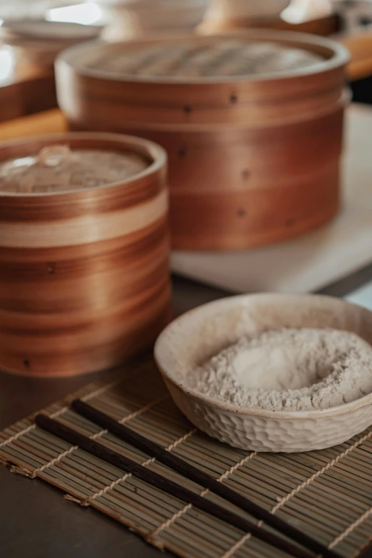 dim dim dim dim dim dim dim dim dim dim dim dim dim dim dim dim dim dim dim dim dim dim dim dim dim dim dim dim, inspired by Tani Bunchō, trending on unsplash, mingei, wooden bowl, alchemical still made from clay, flour dust, medium close up