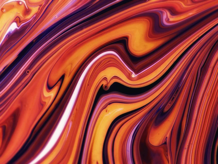 an abstract painting with oranges and purples, inspired by David Alfaro Siqueiros, trending on pexels, colourful slime, chocolate river, unsplash transparent fractal, up close