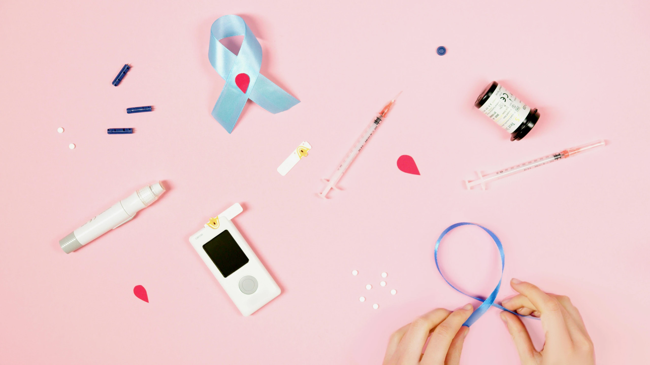 a person cutting a ribbon with scissors on a pink surface, a picture, by Julia Pishtar, trending on pexels, antipodeans, pills and medicine, with an iv drip, karim rashid, various items
