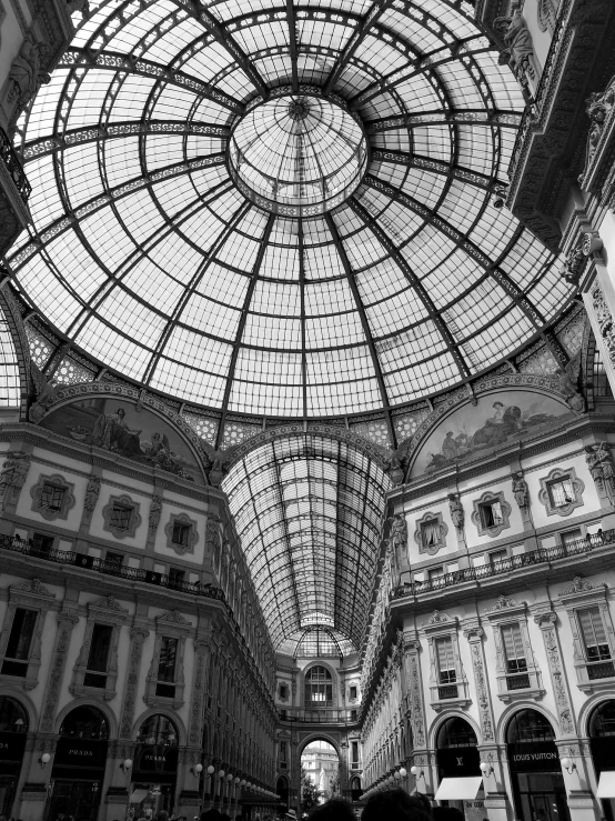 a black and white photo of the inside of a building, by Patrick Pietropoli, dome of wonders, milan jozing, fine art america, by greg rutkowski