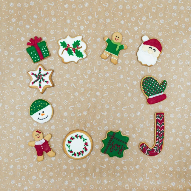 christmas cookies arranged in the shape of a circle, by Jeka Kemp, with small object details, detailed product image, modeled, craft