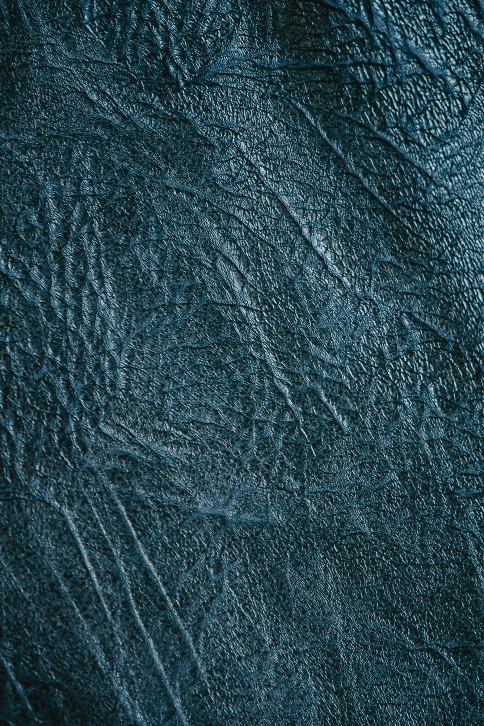 a close up of a blue leather surface, an album cover, by Adam Marczyński, trending on unsplash, renaissance, wrinkled skin, detailed product image, anthracite, jelly - like texture