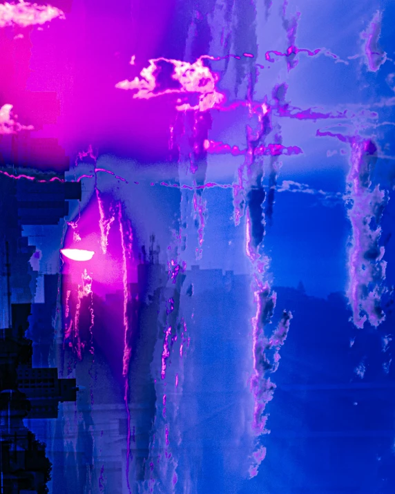 a fire hydrant sitting in the middle of a street, inspired by Elsa Bleda, lyrical abstraction, purple and blue neon, a crystalline room, icicle, synthwave image