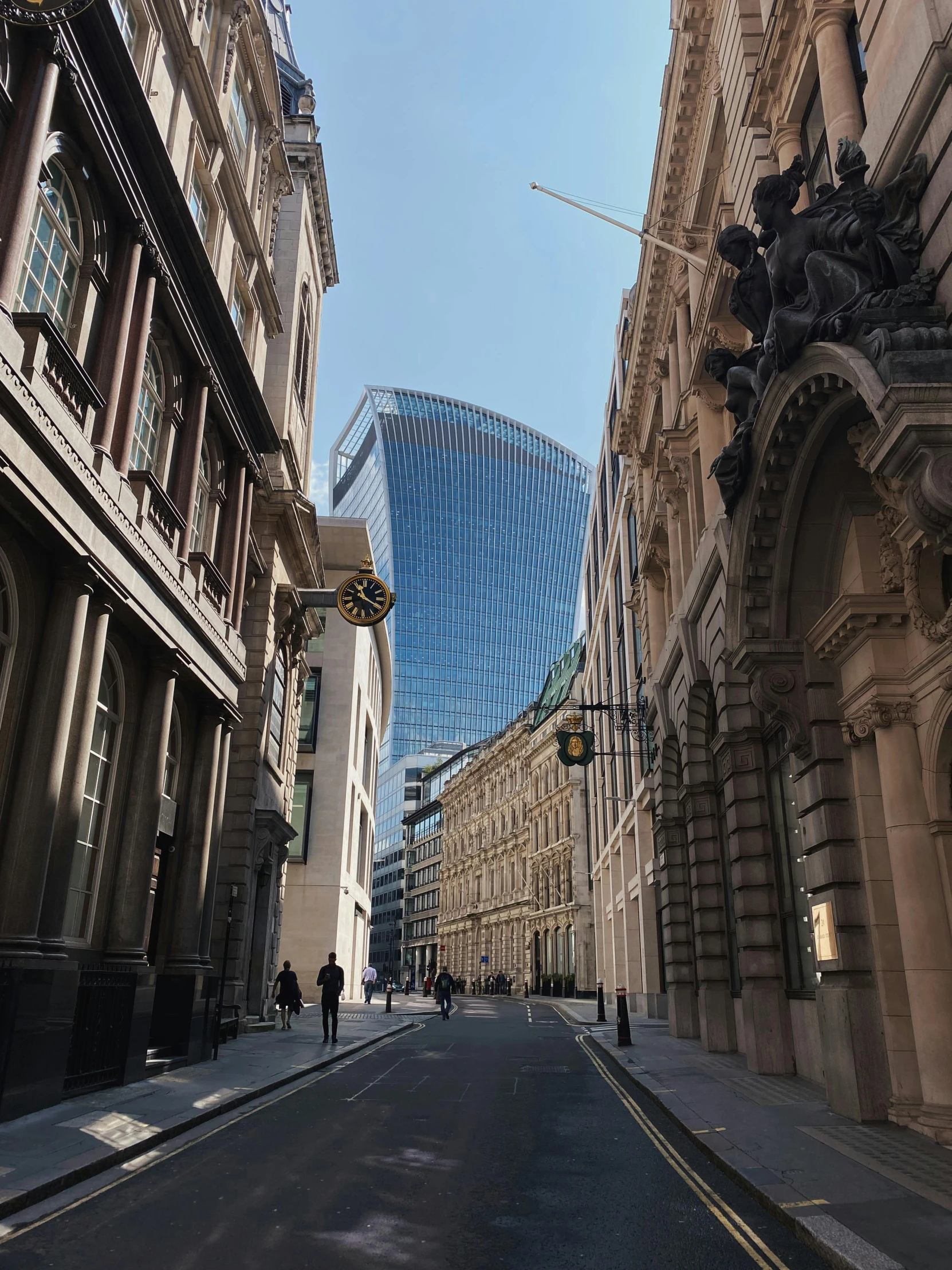 a street lined with tall buildings next to tall buildings, by IAN SPRIGGS, pexels contest winner, renaissance, in style of norman foster, on a great neoclassical square, profile image, construction