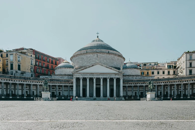 a large building with a dome on top of it, by Cagnaccio di San Pietro, pexels contest winner, neoclassicism, square, gif, full body image, panoramic