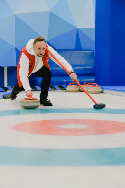 a man about to throw a curling stone, by Julia Pishtar, fine art, 15081959 21121991 01012000 4k, high quality photo, president of belorussia, swirly