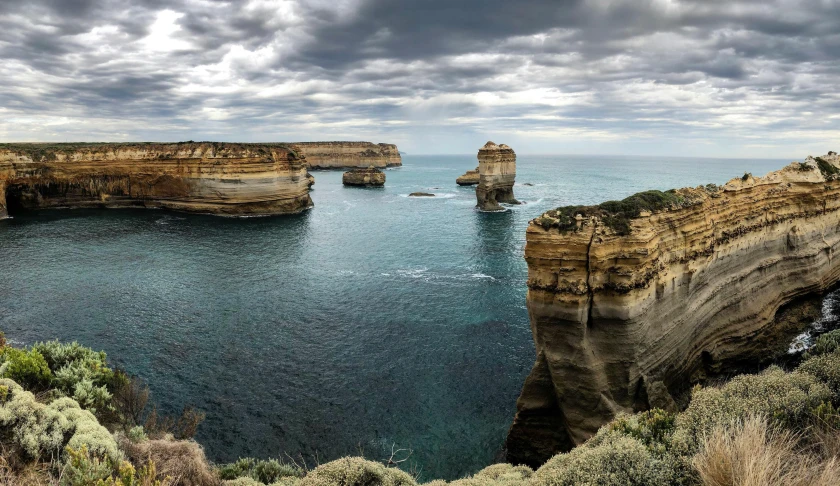 the great ocean road, great ocean road, great ocean road, great ocean road, great ocean road, great ocean road, great ocean road, a matte painting, pexels contest winner, renaissance, looking threatening, panorama, stacked image, archipelago