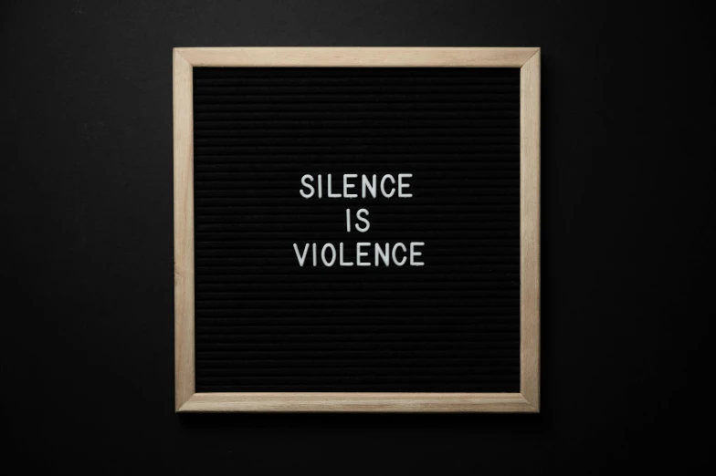 a letter board that says silence is violence, a picture, shutterstock, 1 6 x 1 6, black, alessio albi, whiteboards