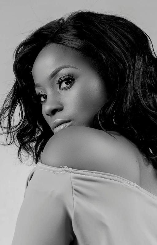 a black and white photo of a woman, inspired by Chinwe Chukwuogo-Roy, sexy face, r&b, trending on imagestation, -n 2