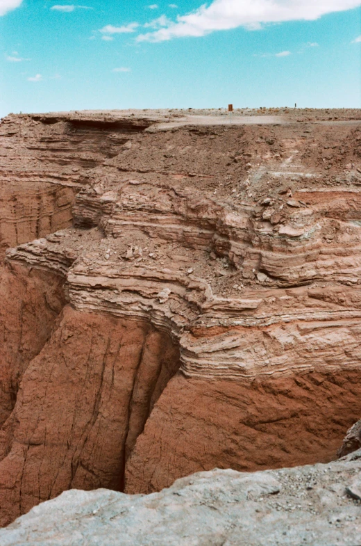 a person sitting on the edge of a cliff, by Andreas Gursky, les nabis, red dusty soil, large cracks, panorama, gigapixel photo