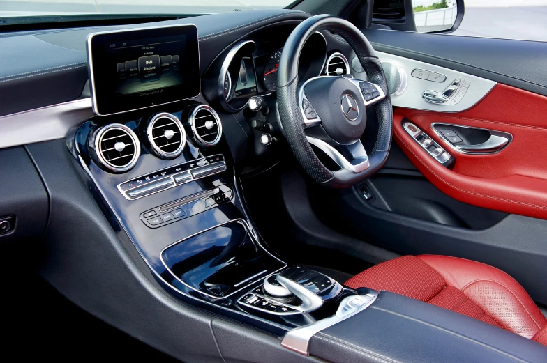 a close up of the interior of a car, by Julian Allen, pexels, square, mercedez benz, full dynamic colour, well built