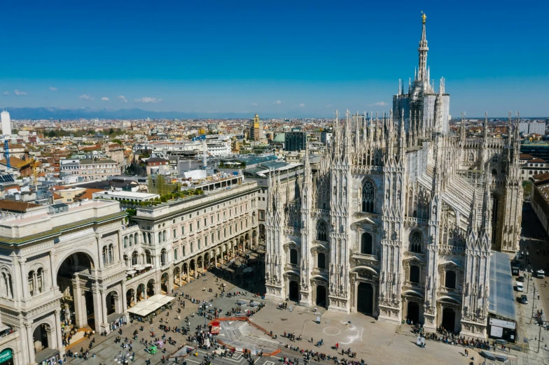 a large cathedral in the middle of a city, by Carlo Martini, pexels contest winner, renaissance, square, skyline showing, renzo piano, high quality image