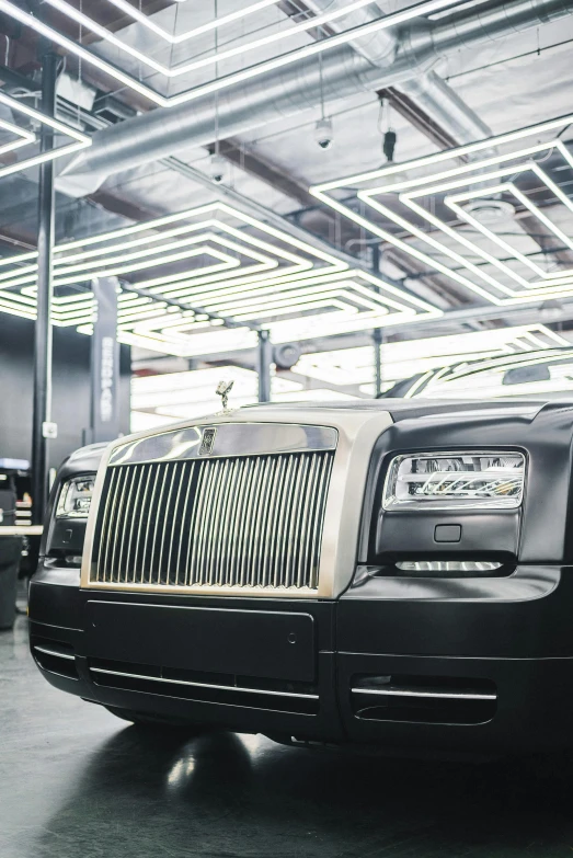 rolls royce rolls royce rolls royce rolls royce rolls royce rolls royce rolls royce rolls royce rolls royce rolls royce rolls royce rolls royce rolls royce rolls royce, a digital rendering, by derek zabrocki, unsplash, renaissance, black and gold wires, inside of an auto dealership, snapchat photo, led light accents