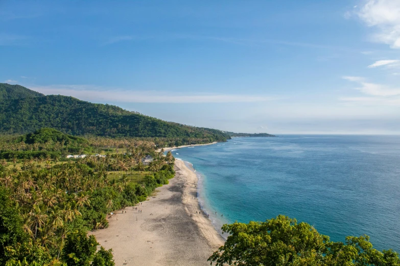 a view of the beach from the top of a hill, by Julian Allen, pexels contest winner, sumatraism, slide show, thumbnail, samoan features, looking partly to the left