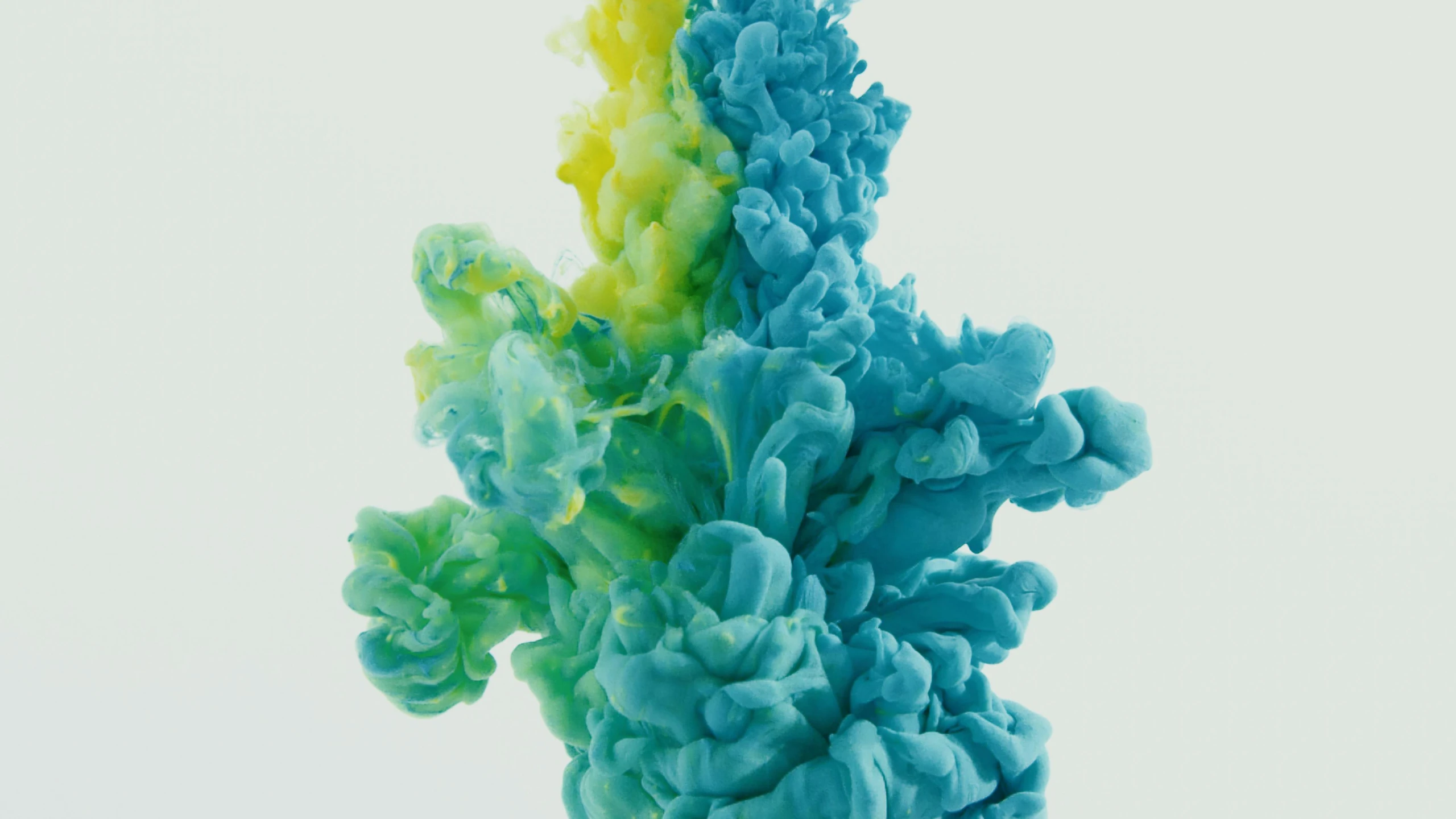 a close up of a blue and yellow substance, inspired by Alberto Seveso, unsplash, conceptual art, smoke grenades, painted pale yellow and green, renderman render, two tone dye