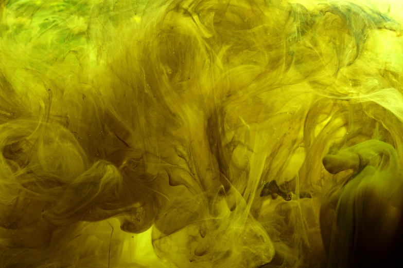 a close up of a yellow substance in water, inspired by Kim Keever, pexels, greenish skin, underwater ink, #green, 4k)