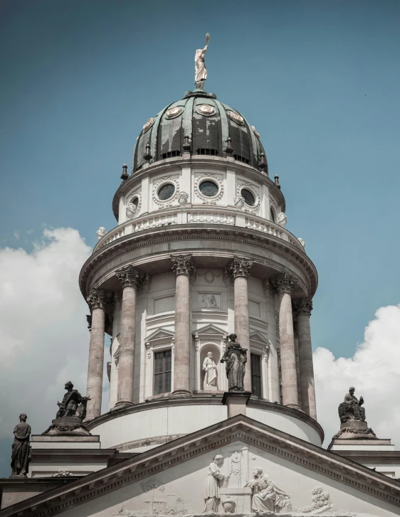 a large building with a clock on top of it, a statue, trending on unsplash, berlin secession, dome, low quality photo, lgbt, 🚿🗝📝