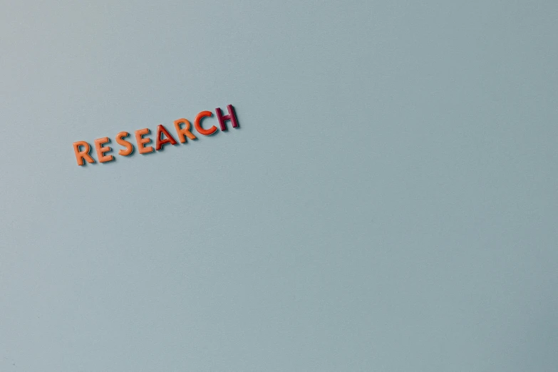 a sign that says research against a blue sky, trending on pexels, on a gray background, hr ginger, passive house, sparse room