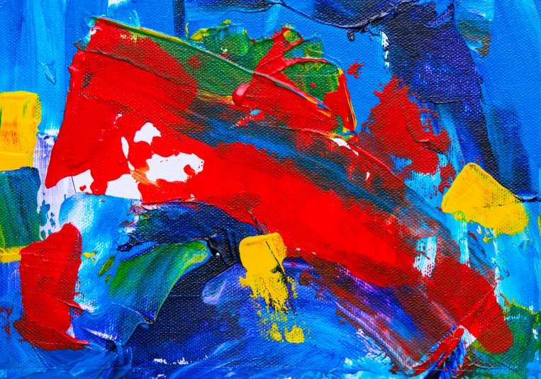 a close up of a painting of a red boat, inspired by Hans Hofmann, pexels, abstract expressionism, red blue, colourful explosion, abstraction chemicals, beautiful art uhd 4 k