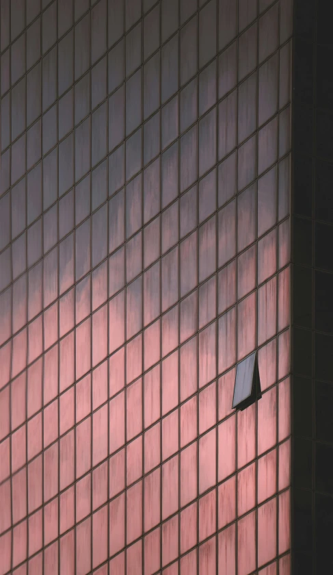 a traffic light hanging off the side of a building, inspired by Richard Wilson, unsplash, brutalism, pink reflections, square lines, soft window light, panels