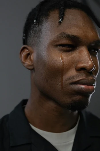 a man with a sad look on his face, by Terrell James, giga chad crying, glossy and drippy, lgbtq, emmanuel shiru