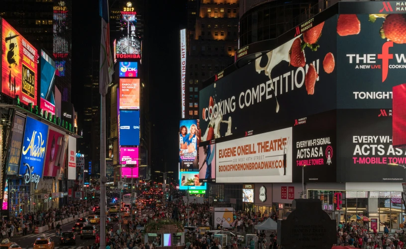 a busy city street filled with lots of billboards, pexels contest winner, american impressionism, on black background, bjarke ingels, time square, thumbnail