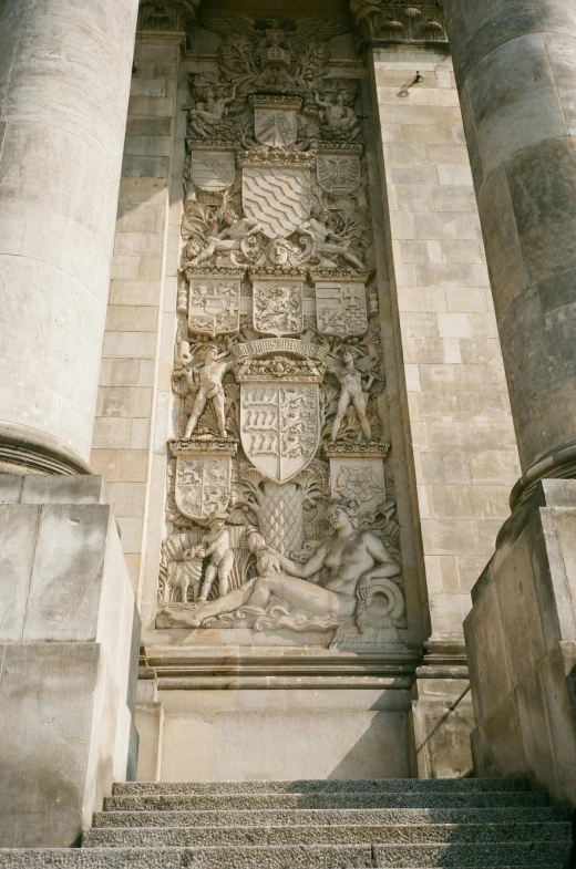 a close up of the entrance to a building, inspired by Károly Markó the Elder, holding a tower shield, 1996), gothic cathedral, split near the left