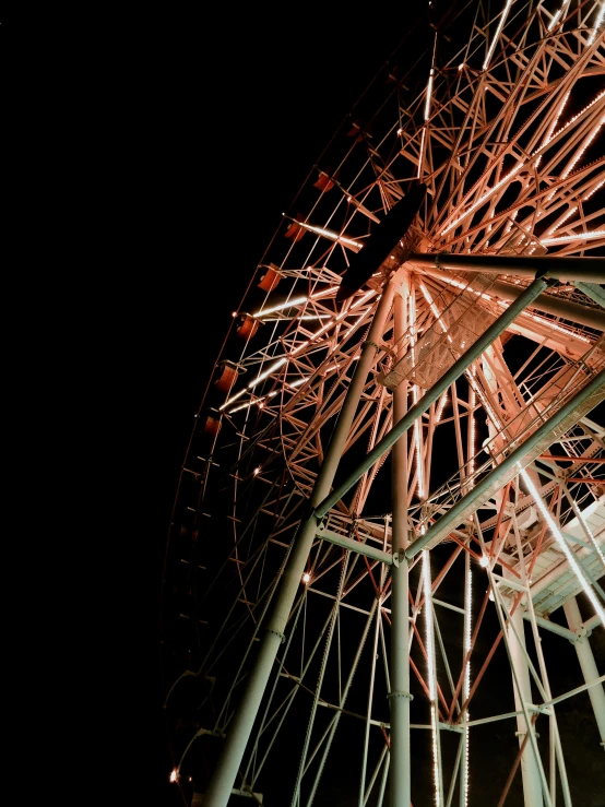 a ferris wheel is lit up at night, a portrait, pexels contest winner, fan favorite, lit from below, high resolution, low key