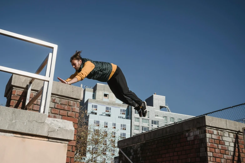 a man flying through the air while riding a skateboard, by Rose O’Neill, unsplash, happening, in a rooftop, parkour, ignant, a woman floats in midair