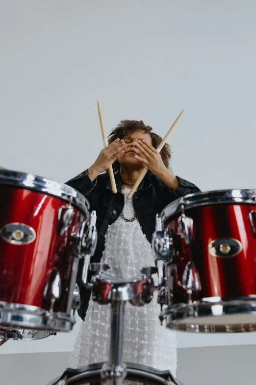 a man that is standing in front of a drum set, trending on pexels, photorealism, futuristic tetsuo, frustrated, ashteroth, on clear background