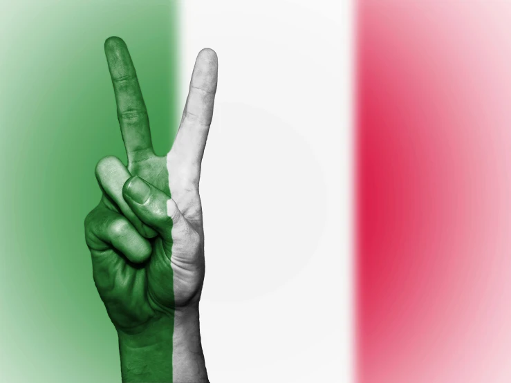 a hand with a peace sign painted on it, by Francesco Filippini, pexels contest winner, italian flag, giving the middle finger, mexican, profile picture 1024px