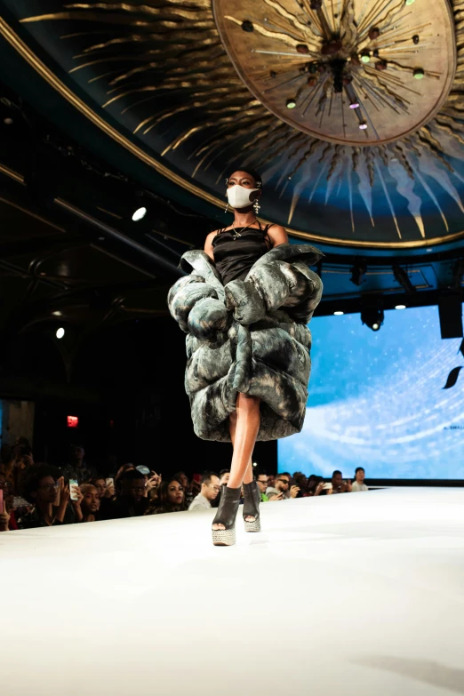 a woman in a fur coat walking down a runway, happening, dream creature costumes, thumbnail, slide show, curated collections